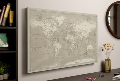 Carte du Monde Personnalisée sur Toile avec Épingles - Voyageur Poussiéreux