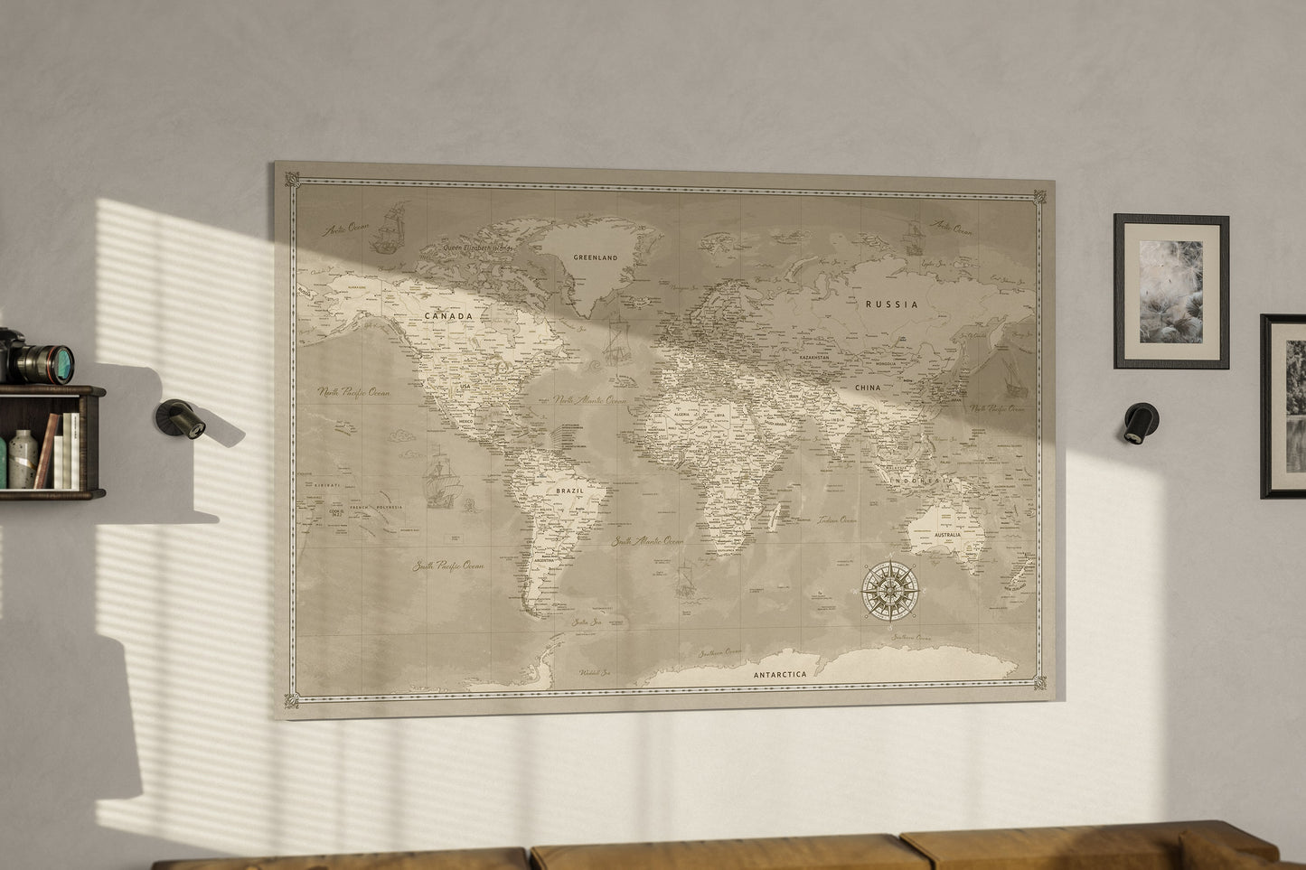 Carte du Monde Personnalisée sur Toile avec Épingles - Voyageur Poussiéreux