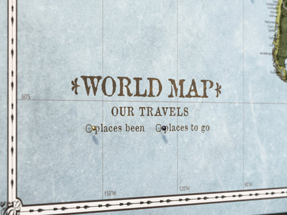 Carte du Monde Personnalisée sur Toile avec Épingles - Terre Pure