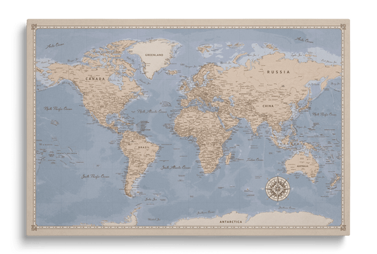 Carte du Monde Personnalisée sur Toile avec Épingles - Terre Élégante